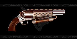 Steampunk revolver - vector image