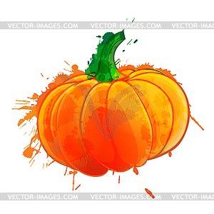 Pumpkin made of colorful splashes - vector image