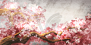 Sakura branch blooming - vector clipart / vector image