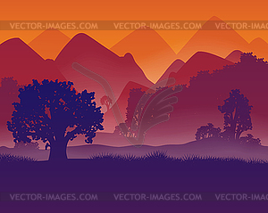 Landscape with aerial perspective - vector clip art