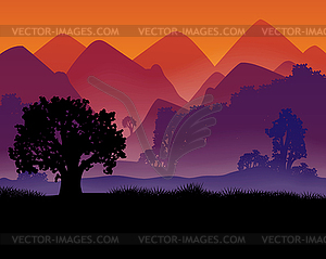 Landscape with aerial perspective - vector clipart / vector image