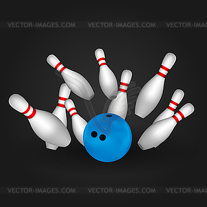 Bowl and bowling pins. Bowling concept - vector clipart