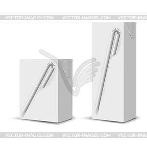 Set of 2 blank milk or juice small carton boxes wit - vector clip art