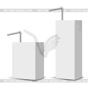 Set of 2 blank milk or juice small carton boxes wit - vector clip art