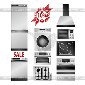 Kitchen household appliances set - vector EPS clipart