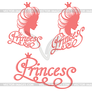 Princess silhouette and lettering - vector clipart / vector image