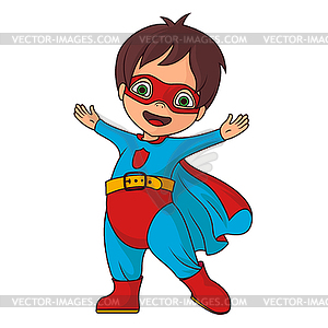 Cheerful super hero boy - vector clipart