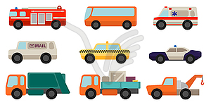 Set of flat style service cars - vector clipart