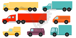 Flat style commercial vehicles set - vector clipart