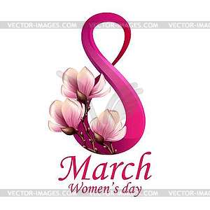 8 March Women`s Day greeting card template - vector image