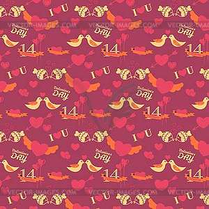 14 February Valentane`s day seamless pattern - vector image