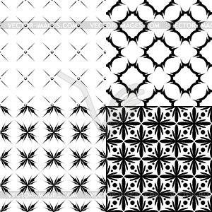 Seamless monochrome patterns set - vector clipart