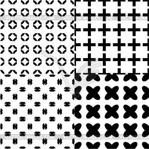 Seamless monochrome patterns set - vector image
