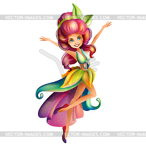 Cute colorful fairy character - vector image