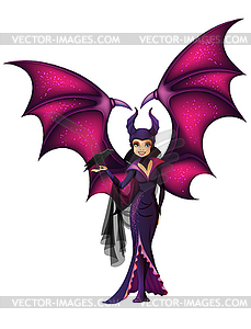 Maleficent with wings cartoon character - vector clip art