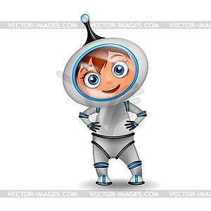 Cute cartoon astronaut standing - vector clipart