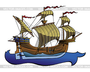 Европейский средневековый корабль - стоковый клипарт
