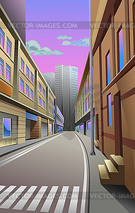 Narrow street in the city  - vector image