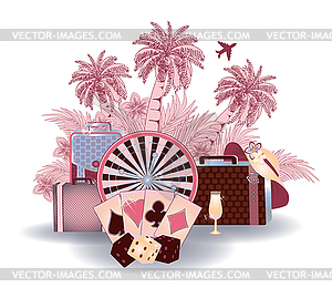 Summer travel casino card, vector - vector image