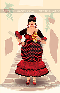 Spanish flamenco woman, vector illustration - vector clip art