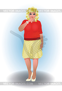 Plus size blonde woman, vector illustration - vector image