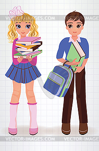 School boy and girl, vector illustration - vector clipart