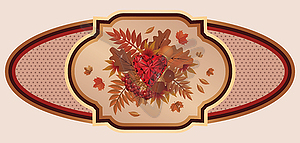 Vintage autumn banner with ruby heart, vector  - stock vector clipart