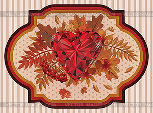 Autumn happy postcard old style, vector illustration - vector image