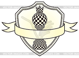 Chess blazon with pawn and crown, vector illustration - vector clipart