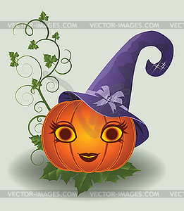 Halloween pretty pumpkin, vector illustration - vector image