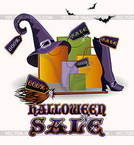 Halloween sale poster card, vector illustration - vector clipart