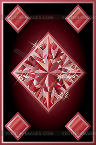 Ruby diamonds poker card, vector illustration - vector clip art