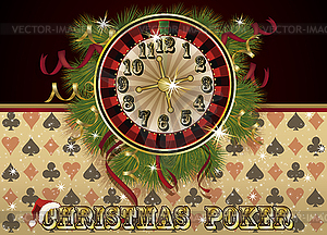 Christmas casino card, vector - stock vector clipart
