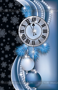 New Year background with clock, vector - vector clip art