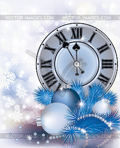 Elegant New Year background with clock, vector  - vector image