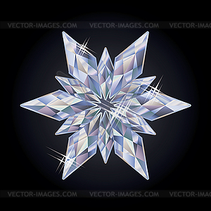 Diamond new year snowflake, vector - vector clipart