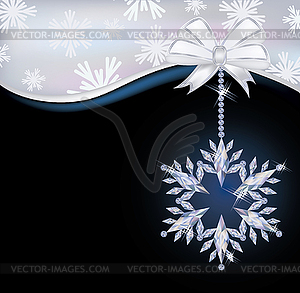 Christmas walplaper with frozen diamond snowflake - vector clipart