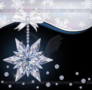 Winter wallpaper with diamond snowflake, vector  - vector image