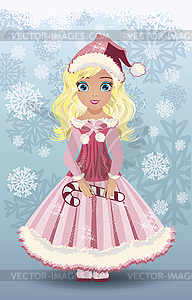 Candy little santa claus girl, vector illustration - vector clipart