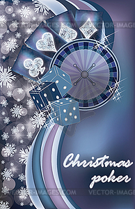 Merry Christmas casino snow card, vector illustration - color vector clipart