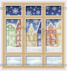 Frosted winter window, vector illustration - vector clipart