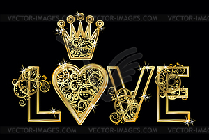 Love wedding card, vector illustration - vector image