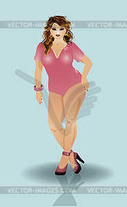 Plus size pretty girl, vector illustration - vector EPS clipart