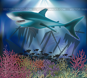 Underwater world wallpaper, vector illustration - vector image