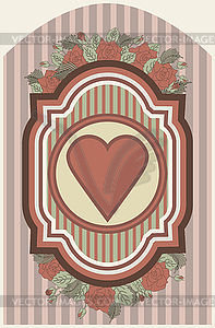 Vintage poker hearts card, vector illustration - vector clipart