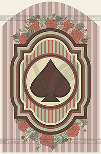 Vintage poker spades card, vector illustration - vector image