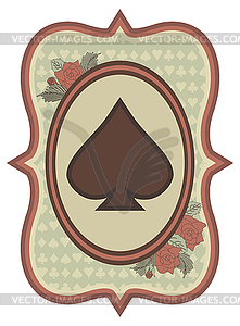 Vintage casino poker spades card, vector illustration - vector clipart