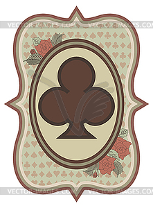 Vintage casino poker trefoils card, vector illustration - vector image