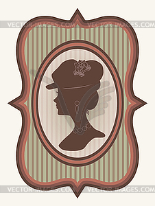 Vintage card with woman silhouette, vector illustration - vector clip art