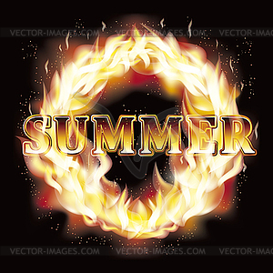 Summer fire flames card, vector illustration - vector image